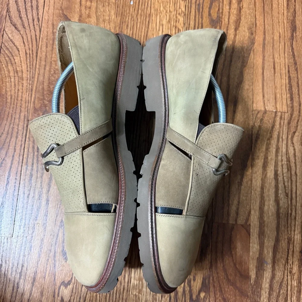 Avventura Mens 13‎ Fisherman Loafers Tan Nubuck Leather Sandals Made in Spain